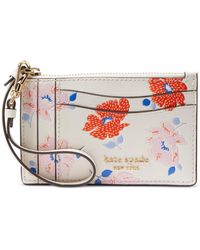 Kate Spade - Morgan Dotty Floral Embossed Saffiano Leather Coin Card Case Wristlet - Lyst