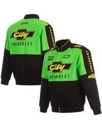 JH Design - Black/green Nascar City Chevrolet Legend Full-snap Twill Uniform Jacket - Lyst