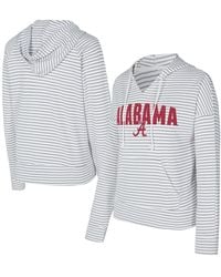Concepts Sport - White/gray Alabama Crimson Tide French Terry Striped V-neck Pullover Hoodie - Lyst