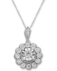 Macy's - Diamond Flower 18" Pendant Necklace (1/3 Ct. T.w. - Lyst