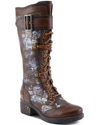 L'ARTISTE - Kisha-boss Tall Leather Combo Boots - Lyst