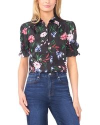 Cece - Puff Sleeve Button Down Collared Top - Lyst
