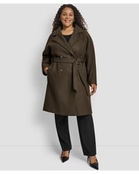 DKNY - Plus Size Belted Notch Collar Coat - Lyst
