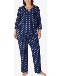Ellen Tracy - Plus Size 2-piece 3/4-sleeve Top And Pants Pajama Set - Lyst