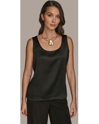 Donna Karan - Satin Scoop-neck Tank Top - Lyst