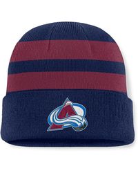Fanatics - Navy/burgundy Colorado Avalanche Fundamental Swipe Stripe Cuffed Knit Hat - Lyst