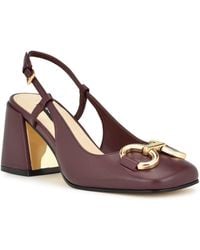 Nine West Caven Square Toe Block Heel Dress Pumps in Natural | Lyst