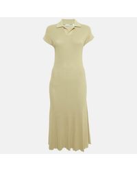 Pre-owned Burberry - Sage Green Stretch Knit Midi Dress - Lyst