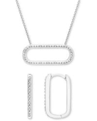 Macy's - 2-pc. Set Diamond Open Link Pendant Necklace & Matching Hoop Earrings (1/6 Ct. T.w. - Lyst