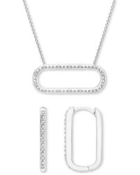 Macy's - 2-pc. Set Diamond Open Link Pendant Necklace & Matching Hoop Earrings (1/6 Ct. T.w. - Lyst