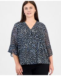 Anne Klein Essentials - Plus Size Ruffle-cuff V-neck Top - Lyst