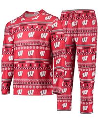 Concepts Sport - Wisconsin Badgers Ugly Sweater Long Sleeve T-shirt And Pants Sleep Set - Lyst