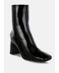 LONDON RAG - Kostaka Patent Square Toe Ankle Boots - Lyst