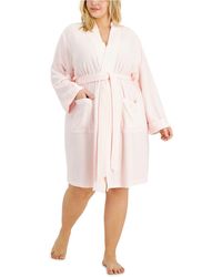 Charter Club Plus Size Solid Wrap Robe, Created For Macy's - Pink