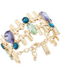 INC International Concepts - Gold-tone Color Crystal & Stone Double-row Flex Bracelet - Lyst