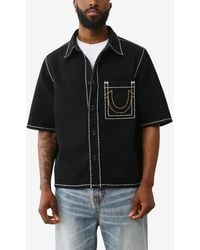 TRUE RELIGION - Super T Oversized Denim Short Sleeve Shirt - Lyst