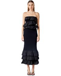 Endless Rose - Mixed Media Strapless Fitted Maxi Dress - Lyst