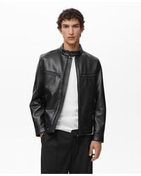 Mango - Zip-up Leather-effect Jacket - Lyst