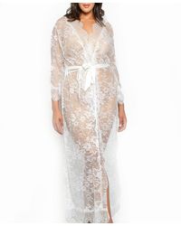 iCollection - Plus Size Jasmine Eyelash Lace Maxi Robe - Lyst