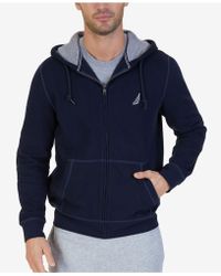 Nautica Mens Chest Logo Zip Front Long Sleeve Hoodie