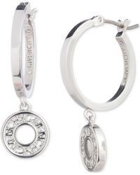 Givenchy - Silver-tone Logo Embossed Coin Charm Hoop Earrings - Lyst