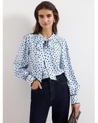 Phase Eight - Tie Neck Polka Dot Blouse - Lyst