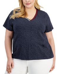 Tommy Hilfiger - Plus Size V-neck Dot-print Top - Lyst