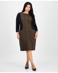 Kasper - Plus Size Animal Print 3/4-sleeve Sheath Dress - Lyst