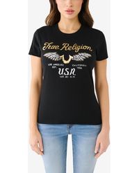 True Religion - Short Sleeve Crystal Wing Horseshoe T-shirt - Lyst