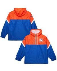 Mitchell & Ness - Orange/royal Denver Broncos Tie Breaker Vintage Logo Lightweight Anorak Half-zip Windbreaker - Lyst