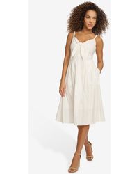Kensie - Textured Cotton Knot-front Sleeveless Dress - Lyst
