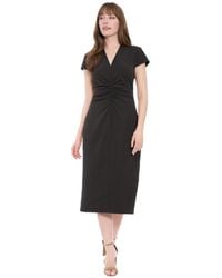 London Times - Short-sleeve V-neck Midi Dress - Lyst