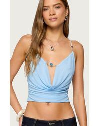 Edikted - Beaded Deep Cowl Neck Backless Top - Lyst