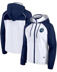 Fanatics - White/navy Minnesota Timberwolves Anorak Raglan Full-zip Hoodie Jacket - Lyst