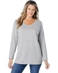 Woman Within - Plus Size Perfect Long-sleeve V-neck Tee - Lyst