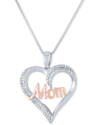 Macy's - Diamond "mom" Heart 18" Pendant Necklace (1/8 Ct. T.w. - Lyst