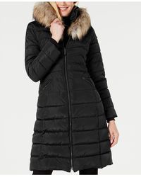 Laundry by Shelli Segal Faux-fur-trim Hooded Puffer Coat - Black