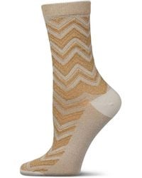 Memoi - Shimmer Chevron Crew Socks - Lyst