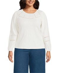 Lands' End - Plus Size Long Sleeve Slub Pintuck Top - Lyst