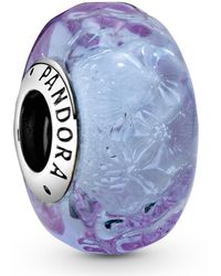 PANDORA - Sterling Silver Wavy Lavender Murano Glass Charm - Lyst