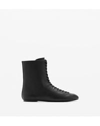 Mango - Lace-up Leather Ankle Boots - Lyst