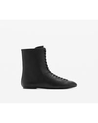 Mango - Lace-up Leather Ankle Boots - Lyst