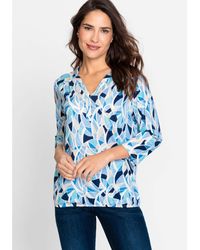 Olsen - Cotton Blend 3/4 Sleeve Geo Print Tunic T-shirt - Lyst