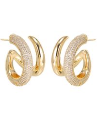 By Adina Eden - Fancy Solid And Pave Double Claw Cage Stud Earring - Lyst