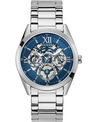 Guess - Multi-function Silver-tone Stainless Steel Watch 42mm - Lyst