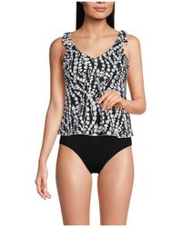 Lands' End - Long Torso Tie Shoulder Flutter Tankini Top - Lyst