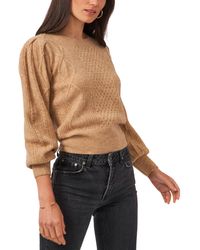 1.STATE - Variegated Cables Crew Neck Sweater - Lyst