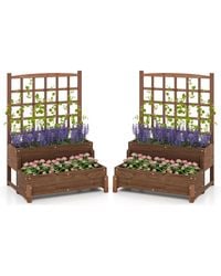 Gymax - 2pcs Raised Garden Bed W/trellis Drainage Holes Legs Twisting Rope For Backyard - Lyst