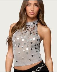 Edikted - Shiny Sequin Backless Halter Top - Lyst