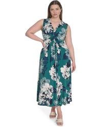 Calvin Klein - Plus Size Jersey Printed Sleeveless Midi Dress - Lyst
